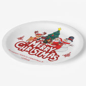 Red & White Simple Merry Christmas ペーパープレート (アングル)