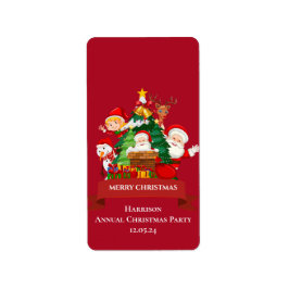 Red & White Simple Merry Christmas ラベル