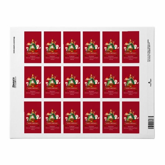 Red & White Simple Merry Christmas ラベル (フルシート)
