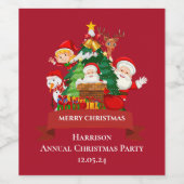 Red & White Simple Merry Christmas ワインラベル (シングルラベル)