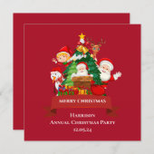 Red & White Simple Merry Christmas 招待状 (正面/裏面)