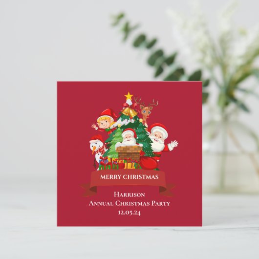 Red & White Simple Merry Christmas 招待状 (スタンド正面)