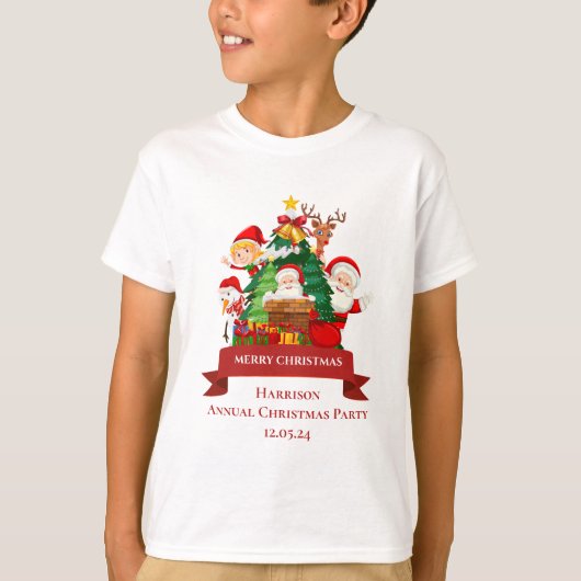 Red & White Simple Merry Christmas Tシャツ (正面)