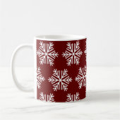 Red White Snowflake Christmas Pattern Coffee Mug  コーヒーマグカップ (左)