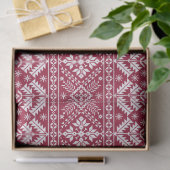 Red & White Snowflake & Floral Fair Isle Christmas 薄葉紙 (ギフト)