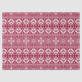 Red & White Snowflake & Floral Fair Isle Christmas 薄葉紙