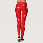 Red White Snowflake Pattern Christmas Holiday レギンス (裏面)