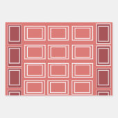 Red White Square Rectangle Geometric ラッピングペーパーシート (正面3)