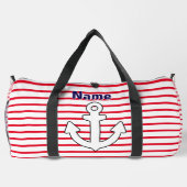 Red White Stripe Anchor ダッフルバッグ (裏面)