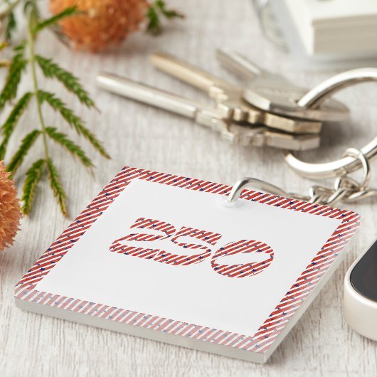 Red White Stripe Blue Stars America 250 Birthday キーホルダー