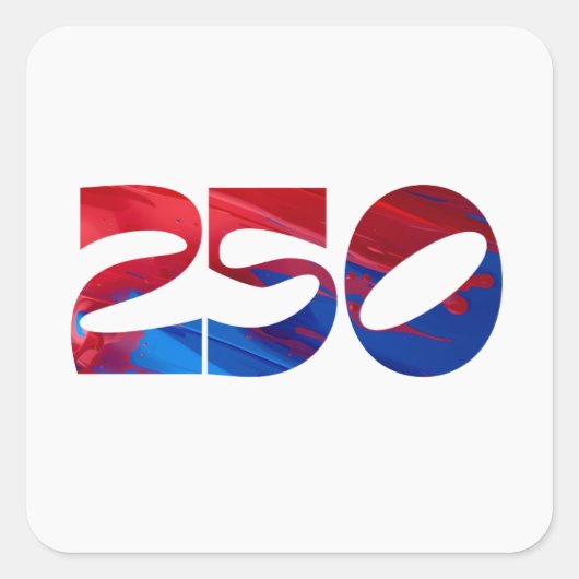 Red White Stripe Blue Stars America 250 Birthday スクエアシール (正面)