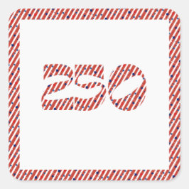 Red White Stripe Blue Stars America 250 Birthday スクエアシール