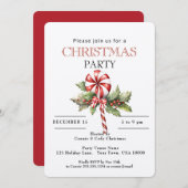 Red & White Striped Lollipop, Christmas Party  招待状 (正面/裏面)