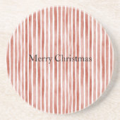 Red White Stripes Christmas コースター (正面)
