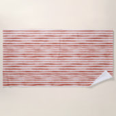 Red White Stripes Christmas ビーチタオル (正面)