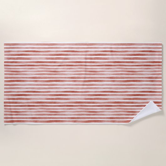 Red White Stripes Christmas ビーチタオル (正面)