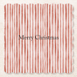 Red White Stripes Christmas ペーパーコースター