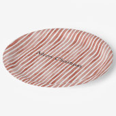 Red White Stripes Christmas ペーパープレート (アングル)