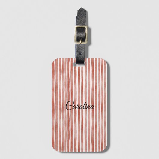 Red White Stripes Christmas ラゲッジタグ (正面縦)