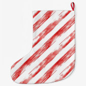 Red White Stripes Christmas Gold Glitter ラージクリスマスストッキング (裏面)
