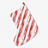 Red White Stripes Christmas Gold Glitter ラージクリスマスストッキング (裏面 (吊り時))