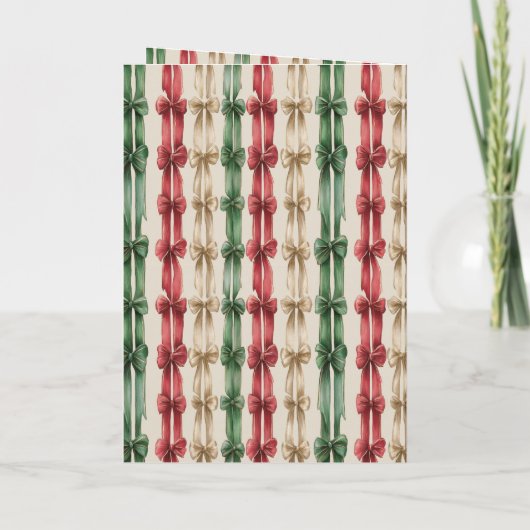 Red White Stripes Christmas Ribbons Gingerbread   カード (裏面)