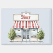 Red White Stripes Diner マグネット (正面)
