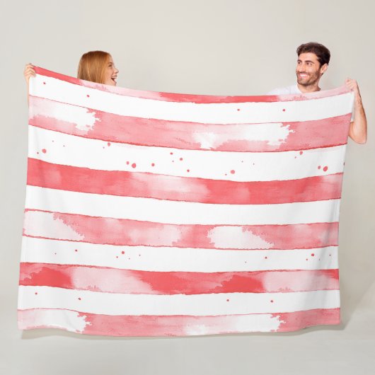 Red White Stripes Dots Christmas フリースブランケット (インサイチュ)