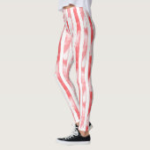 Red White Stripes Dots Christmas レギンス (左)