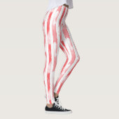 Red White Stripes Dots Christmas レギンス (右)