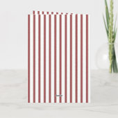 Red White Stripes Goose with Santa Hat Christmas カード (裏面)
