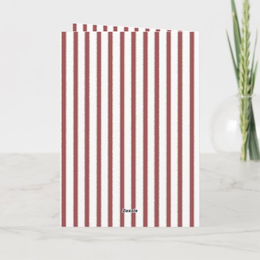 Red White Stripes Goose with Santa Hat Christmas カード (裏面)