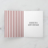 Red White Stripes Goose with Santa Hat Christmas カード (内部)