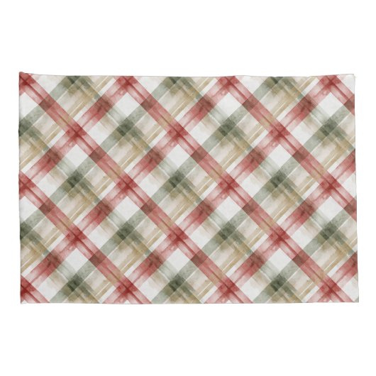Red White Stripes Green Plaid Christmas 枕カバー (裏面-右)