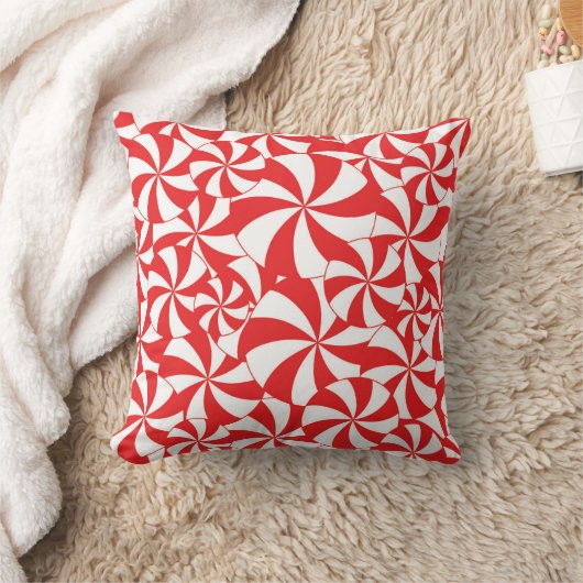Red & White Stripped Candy Cane Decorative Pillow クッション (ブランケット)