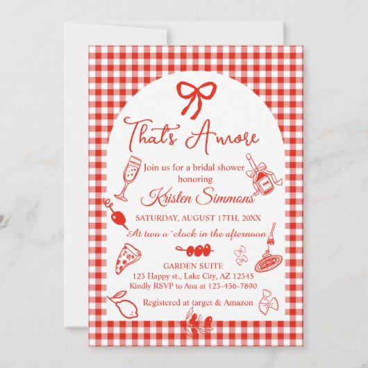 Red White That's Amore Bridal Shower Invitation 招待状 (正面)