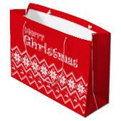 Red & White Ugly Sweater Christmas Gift Bag ラージペーパーバッグ (裏面アングル)