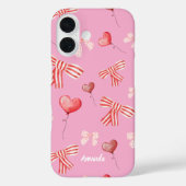 Red White Valentine Bows and Heart Balloons Case-Mate iPhoneケース (裏面)