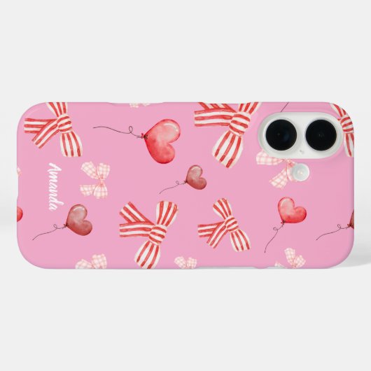 Red White Valentine Bows and Heart Balloons Case-Mate iPhoneケース (裏面 (横))