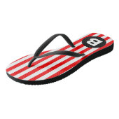 Red White Vertical Stripes Black Monogram ビーチサンダル (アングル)