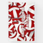 red white volleyballs kids birthday party 横断幕 (縦)