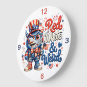 Red White & Weird (思い出) ラージ壁時計 (傾斜)
