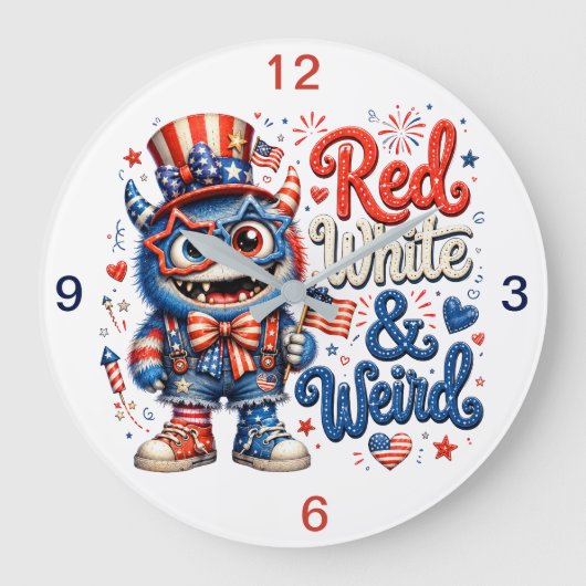 Red White & Weird (思い出) ラージ壁時計 (正面)