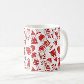 Red & White Whimsical Christmas Gnome Pattern コーヒーマグカップ (正面右)