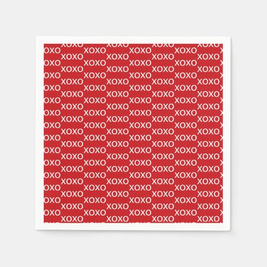 Red & White xoxo バレンタインパーティ スタンダードカクテルナプキン (正面)