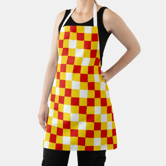 Red White Yellow Checkered Pattern Design  エプロン (インサイチュ)