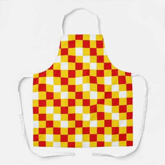 Red White Yellow Checkered Pattern Design  エプロン (正面)