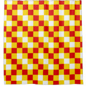 Red White Yellow Checkered Pattern Design  シャワーカーテン (正面)