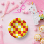 Red White Yellow Checkered Pattern Design  ペーパーボウル (パーティー)
