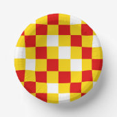Red White Yellow Checkered Pattern Design  ペーパーボウル (正面)